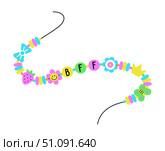 Y2K colorful 90s pop art style vintage bracelet. Best friends forever beaded accessory design with BFF abbreviation. Стоковая иллюстрация, иллюстратор Надежда Шевелева / Фотобанк Лори