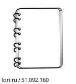 Spiral notepad with black outline on white background. Стоковая иллюстрация, иллюстратор Zakharova Natasha / Фотобанк Лори