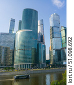 Moscow International Business Center, panoramic view from Taras Shevchenko embankment. Редакционное фото, фотограф Евгений Харитонов / Фотобанк Лори