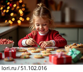 Joyful saint nicholas day cookie decorating with festive holiday spirit. Стоковое AI-изображение, AI-художник Сергей Бирюков / Фотобанк Лори