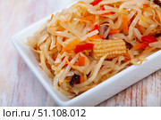 Salad with sprouted mung beans. Стоковое фото, фотограф Яков Филимонов / Фотобанк Лори