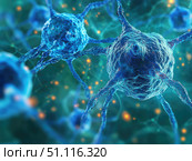 Colorful illustration of neurons showcasing intricate connections in a scientific study context. Стоковое AI-изображение, AI-художник Татьяна  Бральнина / Фотобанк Лори