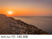 Sunrise on the island of Crete near Spinalonga on a summer. (2019 год). Стоковое фото, фотограф Емельянов Евгений Викторович / Фотобанк Лори