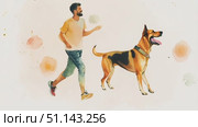A person enjoys quality time with a playful dog in a bright, outdoor setting. Стоковое AI-видео, аниматор Данила Большаков / Фотобанк Лори