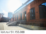 Moscow, Russia - March 21, 2023: Arma Factory Business Park. Old buildings. Offices of large Russian companies. Редакционное фото, фотограф Наталия Кирсанова / Фотобанк Лори