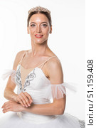 Studio portrait of a ballerina in a white tutu. Стоковое фото, фотограф Андрей Аркуша / Фотобанк Лори
