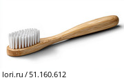 Sustainable bamboo toothbrush with soft bristles for eco-friendly oral care. Стоковое AI-изображение, AI-художник Katsiaryna Repich / Фотобанк Лори
