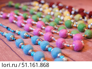 Beads made of felted wool, handmade. Creativity and hobbies. Стоковое фото, фотограф Наталия Кирсанова / Фотобанк Лори