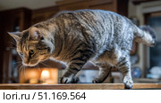 Domestic cat with signs of obesity thick belly and swollen fat muzzle. Sedentary lifestyle pet. Disease. Laziness. problems associated obesity due greater amount food treats we consume unhealthy diet. Стоковое AI-изображение, AI-художник ALLA YURTAYEVA / Фотобанк Лори