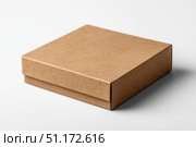Brown Cardboard Box. Delivery product packaging carton Mockup isolated on white background. Closed taped rectangular corrugated fiberboard box with shadow. Postal, mailing box, package mock up. Cargo. Стоковое AI-изображение, AI-художник Марина Демидюк / Фотобанк Лори