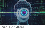 A digital avatar reflects human emotions while navigating advanced technology and data visualization, highlighting AI's potential impact. Стоковое AI-видео, аниматор Данила Большаков / Фотобанк Лори