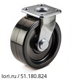 Black Polyurethane Caster Wheel With Metal Plate. Generative AI. Стоковое AI-изображение, AI-художник Roman Zavorotny / Фотобанк Лори