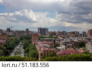 Панорама центра Еревана с видом на Армянскую оперу и гору Арарат. Стоковое фото, фотограф Вероника Куденцова / Фотобанк Лори