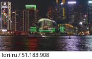 Hong Kong Victoria Harbour at night (2023 год). Стоковое видео, видеограф Михаил Коханчиков / Фотобанк Лори