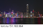 Hong Kong Victoria Harbour at night (2023 год). Стоковое видео, видеограф Михаил Коханчиков / Фотобанк Лори