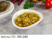 Souce gherkin relish with marinated cucumbers. Стоковое фото, фотограф Андрей Старостин / Фотобанк Лори