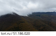 Low clouds covering forested mountains in Navarre, Spain. Стоковое фото, фотограф Данил Руденко / Фотобанк Лори