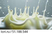 Milk splashes into the air in a stunning crown formation, symbolizing freshness and purity. This high-speed image of dairy splash is ideal for visualizing themes around Shrovetide (Maslenitsa) in Russia, when dairy products play a cultural role. Perfect for articles or ads highlighting healthy nutrition, Orthodox food traditions, or recipes related to festive pancake week. Стоковое AI-видео, аниматор Ксения Чунаева / Фотобанк Лори