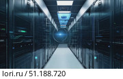 A tour of a high-tech data center showcasing rows of servers in a secure, well-organized environment focused on data management. Стоковое AI-видео, аниматор Данила Большаков / Фотобанк Лори