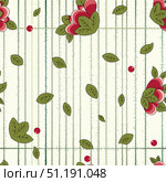 Floral rasterized copy seamless pattern with spiky stripes on light background. Стоковое фото, фотограф Елена  Попкова / Фотобанк Лори
