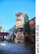 Tbilisi, Georgia - 04 January, 2023: Old City center. The famous puppet theater of Rezo Gabriadze. Редакционное фото, фотограф Наталия Кирсанова / Фотобанк Лори