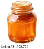 Hand-painted watercolor honey jar with liquid texture and wooden dipper, isolated on white background. Perfect for organic product branding and labels. Стоковое AI-изображение, AI-художник Светлана Леуто / Фотобанк Лори