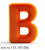 The letter B is made of fuzzy orange fur. Стоковое AI-изображение, AI-художник Ярославский Максим / Фотобанк Лори