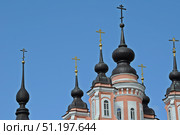 Купола и кресты церкви Косьмы и Дамиана в Калуге. Крупный план. (2018 год). Редакционное фото, фотограф Лариса Вишневская / Фотобанк Лори