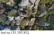 Aerial view of Adrspach-Teplice Rocks (2023 год). Стоковое видео, видеограф Михаил Коханчиков / Фотобанк Лори