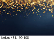 Blue sparkle glitter blurred background with Golden Confetti Dust. Glittering sequins wall. Creative bright vibrant color backdrop. Shiny lights wallpaper for ads, gifts wrap, web design. Blank Banner. Стоковое AI-изображение, AI-художник Марина Демидюк / Фотобанк Лори