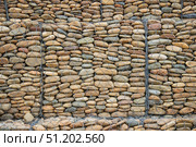 Construction and strengthening of roads from landslides. Stones in a metal mesh, gabions. Technologies in road construction. Стоковое фото, фотограф Наталия Кирсанова / Фотобанк Лори