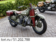 Военный мотоцикл Harley Davidson XA 42, 1942 года выпуска. Редакционное фото, фотограф Илья Лернер / Фотобанк Лори