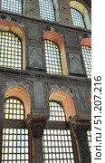 Turkey, Istanbul, the Bazaar district, Kalenderhane mosque (former Byzantine church from the 12th century, converted in mosque in 1453) colorful stained glass Stained glass windows. Decorative colored frames transparent glasses for church cathedral medieval windows recent vector templates. Стоковое фото, фотограф Zita Khasanova / Фотобанк Лори