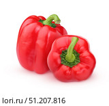 Red bell pepper isolated on white background. Стоковое фото, фотограф Дмитрий Цветков / Фотобанк Лори