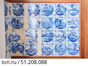 PETERHOF, Russia - May 29, 2021: Interior of the Monplaisir Palace. Architecture of the 18th century. Tile with painting. Редакционное фото, фотограф Наталия Кирсанова / Фотобанк Лори