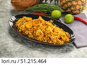 Indian cuisine - Biryani rice with prawn. Стоковое фото, фотограф Андрей Старостин / Фотобанк Лори