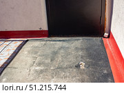 Worn and deteriorated porch floor with visible cracks and metal fatigue, showing the effects of years of neglect and weathering. Стоковое фото, фотограф Дмитрий Коростылев / Фотобанк Лори