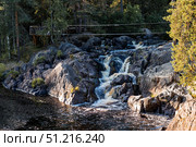 Akhinkoski Waterfalls or Ruskeala Waterfalls on the Tohmajoki River. Russia, Republic of Karelia. Стоковое фото, фотограф Photojuli / Фотобанк Лори