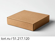 Brown Cardboard Box. Delivery product packaging carton Mockup isolated on white background. Closed taped rectangular corrugated fiberboard box with shadow. Postal, mailing box, package mock up. Cargo. Стоковое AI-изображение, AI-художник Марина Демидюк / Фотобанк Лори