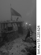 Divers explore the massive USS Spiegel Grove shipwreck in Key Largo, Florida. Brent Barnes/Stocktrek Images/TASS. Стоковое фото, агентство ТАСС / Фотобанк Лори