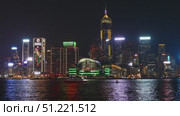 Hong Kong Victoria Harbour at night (2023 год). Стоковое видео, видеограф Михаил Коханчиков / Фотобанк Лори