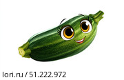 Zucchini with a cheerful face 3d character, transparent backgroun. Стоковое AI-изображение, AI-художник ALLA YURTAYEVA / Фотобанк Лори