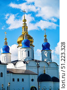 Купола Софийско-Успенского кафедрального собора Тобольского кремля вечером. Город Тобольск. Стоковое фото, фотограф Александр Тараканов / Фотобанк Лори