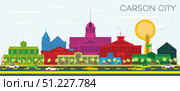 Carson City Nevada City Skyline with Color Buildings. Business Travel and Tourism Concept with Modern Architecture. Carson City Cityscape with Landmarks. Стоковая иллюстрация, иллюстратор Игорь Сорокин / Фотобанк Лори
