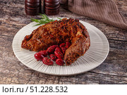 Baked pork sirloin with cornus. Стоковое фото, фотограф Андрей Старостин / Фотобанк Лори