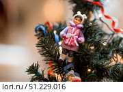 Christmas decorations. Soviet Christmas tree. Old retro cotton wool Christmas tree toy. 1930s. Стоковое фото, фотограф Photojuli / Фотобанк Лори