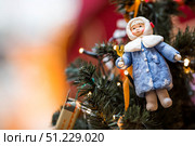 Christmas decorations. Soviet Christmas tree. Old retro cotton wool Christmas tree toy. 1930s. Стоковое фото, фотограф Photojuli / Фотобанк Лори