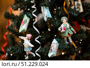 Christmas decorations. Soviet Christmas tree. Old retro cotton wool Christmas tree toy. 1930s. Стоковое фото, фотограф Photojuli / Фотобанк Лори