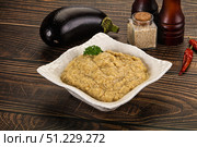 Eggplant dip - Mutabal with tahini paste. Стоковое фото, фотограф Андрей Старостин / Фотобанк Лори