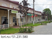 Yuryevets, Ivanovo region, Russia, July 24, 2025: Pedestrian part of Sovetskaya (Soviet) street along Trading Rows. Редакционное фото, фотограф Алексей Антипов / Фотобанк Лори